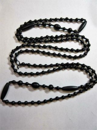 Antique Victorian French Jet Faceted Bead 54 Inch Long Necklace