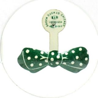 Rare 1950s Spotted Green Bow Tie Folding Lapel Pin Button Green Duck Chicago Il