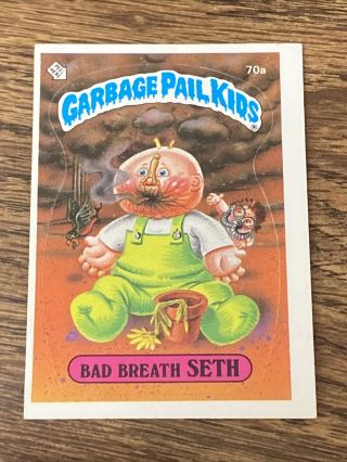 Vintage 1985 Garbage Pail Kids Card Bad Breath Seth 70a Os2 Glossy Rare Ex,  /nmt