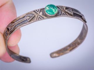 Rare Vintage Bisbee Mine Turquoise Sterling Silver Navajo Old Pawn Cuff Bracelet
