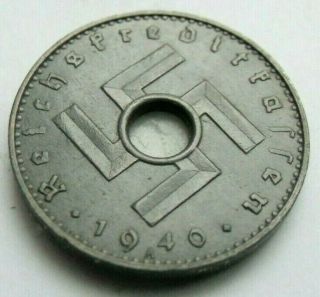 (1012) Ultra Rare German 3rd Reich 1940 A - 5 Reichspfennig Wwii Coin