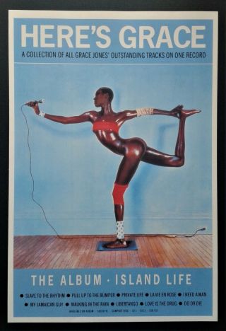 Grace Jones/ Arabesque 1991 Rare Island Records Poster Pop Rock