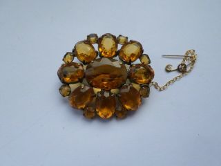 A Vintage Circa Early 20th Century Orange Glass Cluster Brooch