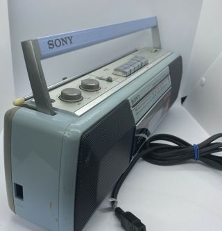 Rare Vintage Baby Blue Sony Sound Rider CFS - 210 Boom Box Tape Deck Player Radio 2