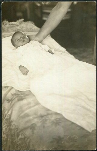Rppc Poignant Image Of Precious Post Mortem Baby Antique Real Photo Postcard