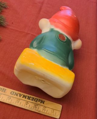 Rare Vintage Poloron Blow Mold Christmas Elf Gnome Figure Sitting on Log 13 