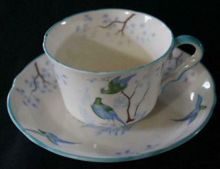 Grosvenor Ye Olde English Blue Birds Tea Cup And Saucer