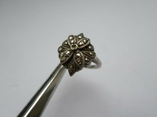 Vintage Sterling Silver Marcasite Ring Uk Size J - 1 Missing Stone