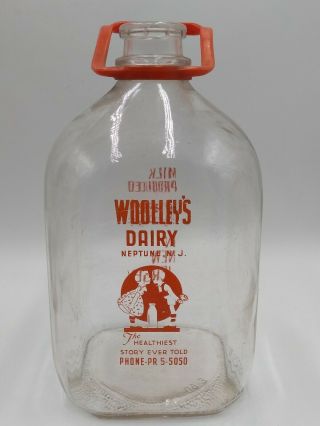 Rare Woolley’s Dairy Neptune Jersey Milk Bottle 1 Gallon 1950 