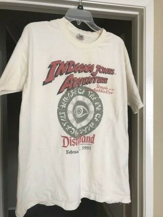 Rare 1995 Disneyland Indiana Jones Adventure Opening Day T - Shirt Media Promo