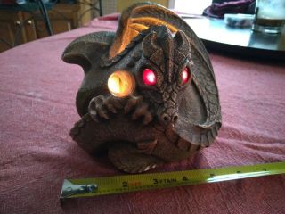 Rare - Windstone Edition Coiled Dragon Inner Lamp,  Candle Holder Glowing Red Eyes