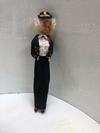 Vintage 1989 Mattel Army Barbie Hat And Short Skirt Blonde Hair Blue Eyes
