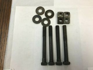 4 Antique Black Iron Bolts With Nuts And Washers - 3/8 " Diameter And 3 1/2 " Long