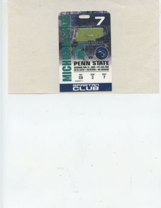 2009 Michigan State Vs.  Penn State Football Ticket Stub (rare Club Ticket)