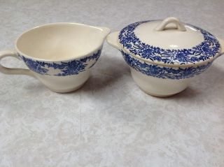 Blue Willow Cream And Sugar Bowl With Lid