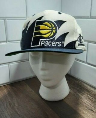 Vtg 1990s Logo Athletics Indiana Pacers Nba Snapback Hat/cap,  Rare Sharkbite