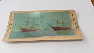Rare Hand Tinted Uss Kearsarge Stereoview Civil War Ship Us Navy Ingersoll