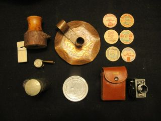 Antique Collectibles Camera Smoking Milk Bottles Shaving Drink Cup Candle