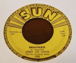 Jerry Lee Lewis Breathless / Down The Line Orig 45 Sun 288 Rockabilly Shaker 58