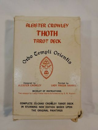 Rare Vintage Aleister Crowley Thoth Tarot Cards Set Deck Booklet 1978 White Box