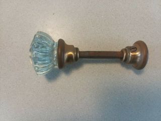 Vintage Antique 12 Point Crystal Glass Door Knob With Spindle 2 " Wide
