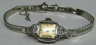 Antique Ladies Bulova 23 Watch In 10k Gold Rolled Case,  4 Diamonds Set In Case
