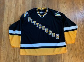Pittsburgh Penguins Vintage 90’s Ccm Maska Jersey Mens Xl Black Euc Rare Nhl