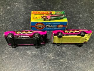 Matchbox Moko Lesney 70 Dragster X 2 With One Box Rare Darker Yellow Base