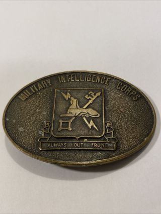 Brass Belt Buckle Military Intelligence Corps Rare Solid Brass Belt Buckle