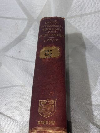 Rare Skeat A Concise Etymological Dictionary Of The English Language 1901 Oxford