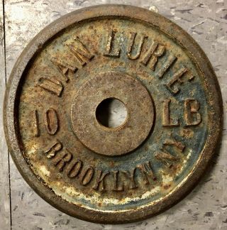 Vintage Rare Dan Lurie 10 Lb Lbs Weight Single One Plate Plates 1 1/16 " Standard