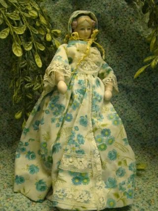 Vintage Shackman Doll,  Porcelain Shoulder Head,  Jointed Wood Body 10 "