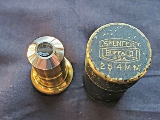 Spencer Lens 6x High Res Na0.  25 Microscope Objective 25.  4mm Orig Brass Case Rare
