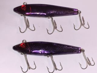 2 Vintage L&s Mirrolure Mirro Lures 60mpd Ttrpd Fishing Lure Purple Rare Colors