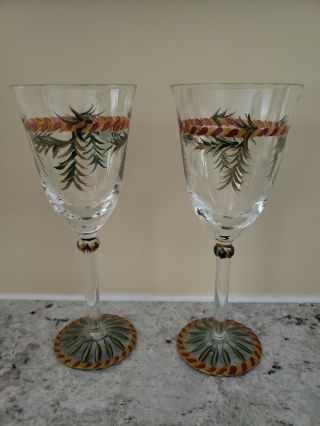 Southern Living At Home - Gail Pittman Christmas Memories - Rare Wine Glasses X2