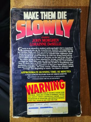 MAKE THEM DIE SLOWLY (VHS) Cannibal Ferox rare BIG Box.  Thriller Video 2