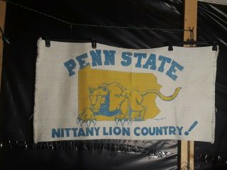 Rare Vintage Penn State Nittany Lion Throw Rug Signed