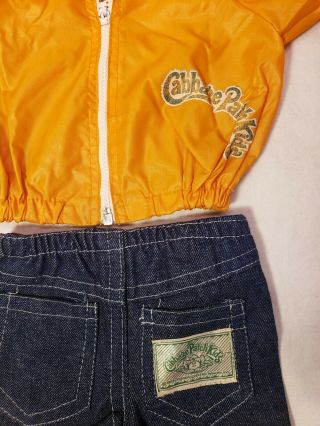Vintage Cabbage Patch Doll Clothes Outfit Blue Jean Pants Orange Satin Jacket 2