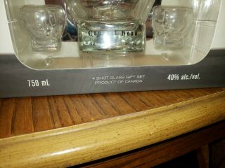 Crystal Head Vodka Bottle 750ml w/ Box RARE Signed By Dan Aykroyd EMPTY & shots 2