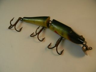 Vintage Jointed Pike Muskie Lure,  7 " Long,  Glass Eyes,  Ccb Co ??