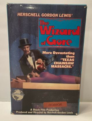 The Wizard Of Gore Hg Lewis Rare Continental Video Big Box Horror Vhs Vg Sh