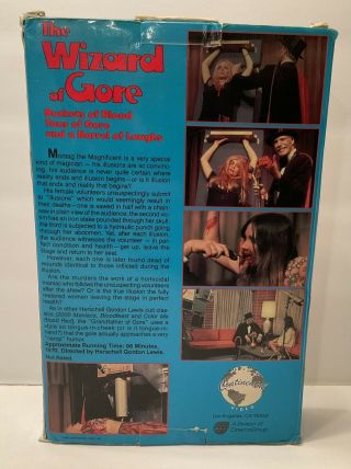 THE WIZARD OF GORE HG LEWIS Rare Continental Video Big Box Horror VHS VG SH 2