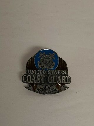 Vintage Unites States Coast Guard Pin Pewter With Enamel Color Rare Euc