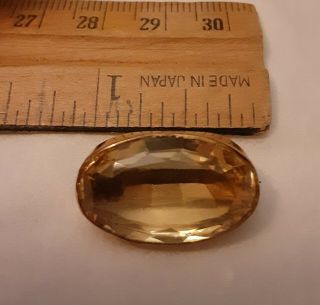 Small Antique Or Vintage Yellow Glass Pin Unknown Metal With Gold Wash