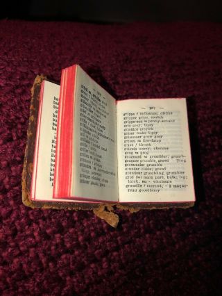 Rare Miniature French English Dictionary Lilliput Leather 1930c Printed Germany