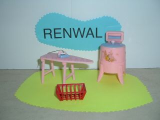 Vintage Renwal Dollhouse Furniture Washing Machine Iron & Ironing Board