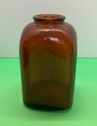 Antique Vintage Brown Glass Apothecary Bottle Pontil Mark 4” Tall