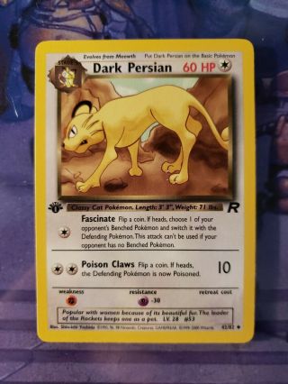 Pokemon Tcg - Dark Persian Rare 1st Edition - Team Rocket 42/82 Near