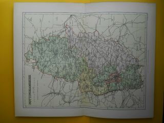 Nottinghamshire County Map - F S Weller Map 1895 Fine Detail Coloured