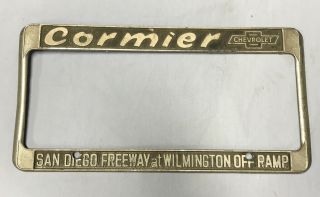 Rare Long Beach Ca Cormier Chevy Vintage Gm Dealer License Plate Frame Holder